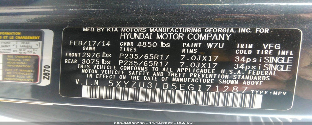 5XYZU3LB5EG171287 2014 HYUNDAI SANTA FE SPORT photo no. 9