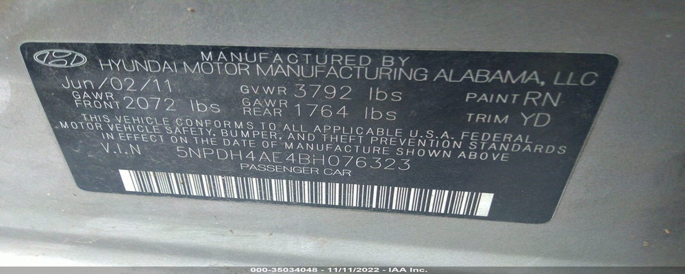 5NPDH4AE4BH076323 2011 HYUNDAI ELANTRA photo no. 9