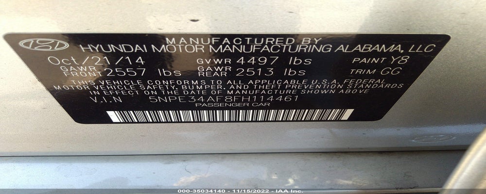 5NPE34AF8FH114461 2015 HYUNDAI SONATA photo no. 9