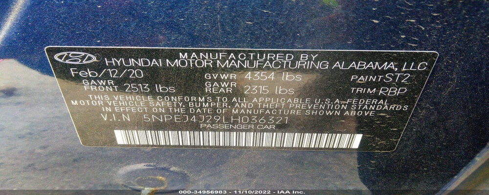 5NPEJ4J29LH036321 2020 HYUNDAI SONATA photo no. 9