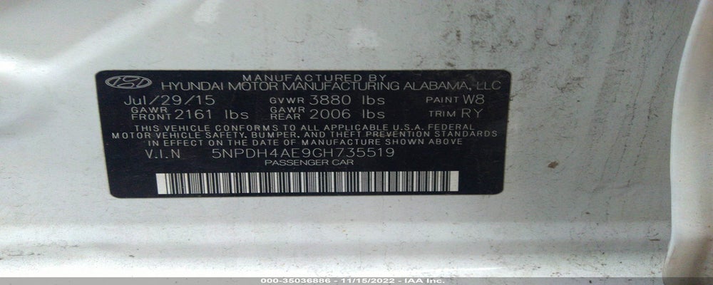 5NPDH4AE9GH735519 2016 HYUNDAI ELANTRA photo no. 9