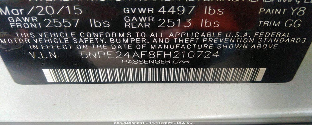5NPE24AF8FH210724 2015 HYUNDAI SONATA photo no. 9