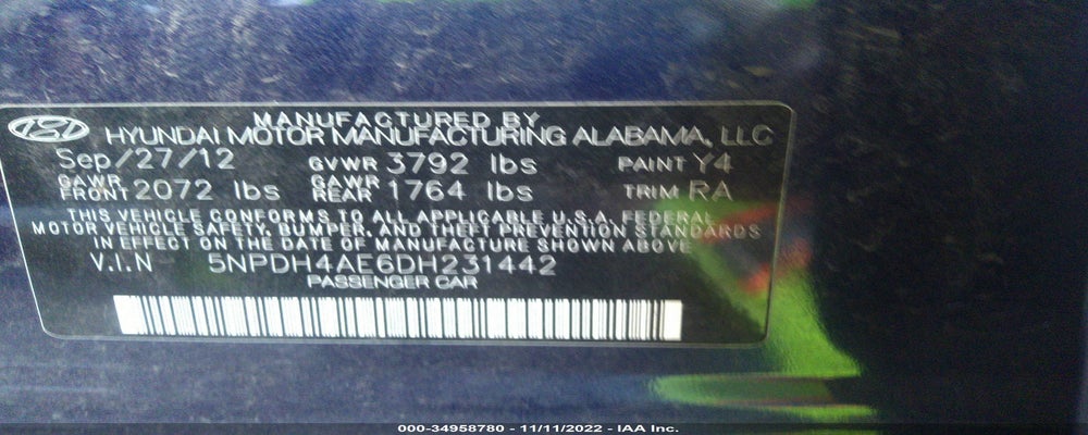 5NPDH4AE6DH231442 2013 HYUNDAI ELANTRA photo no. 9