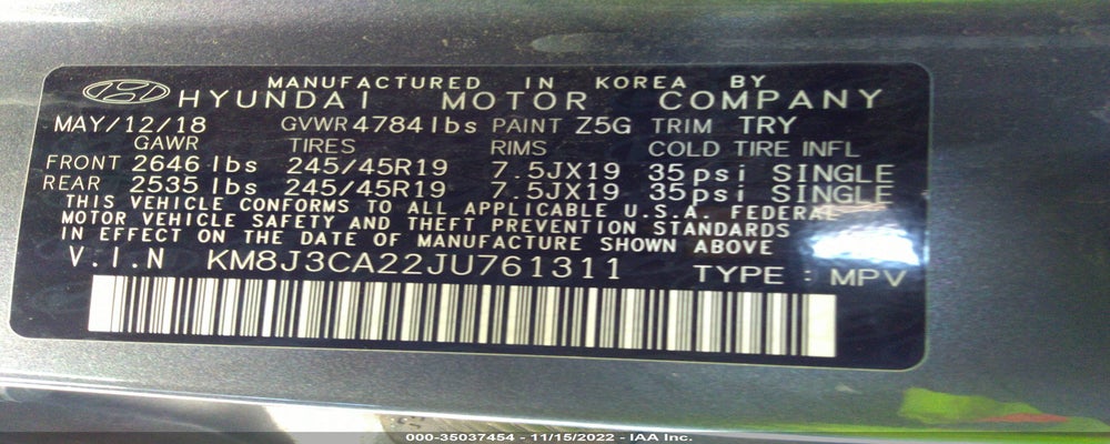 KM8J3CA22JU761311 2018 HYUNDAI TUCSON photo no. 9