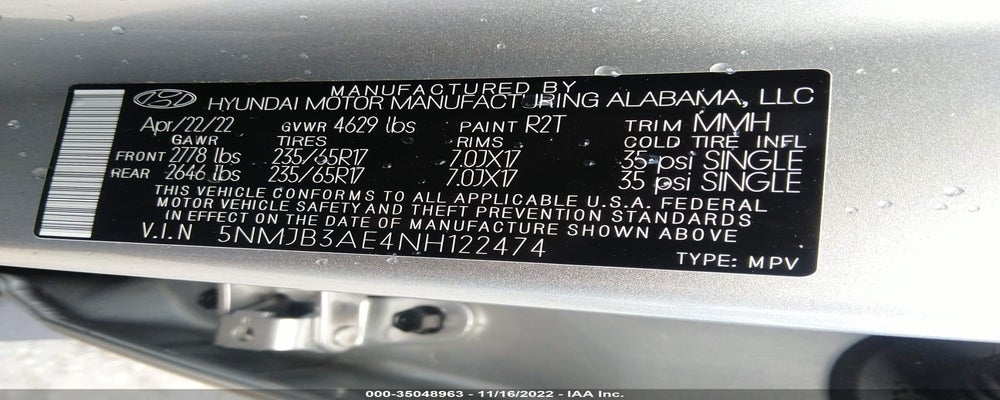 5NMJB3AE4NH122474 2022 HYUNDAI TUCSON photo no. 9