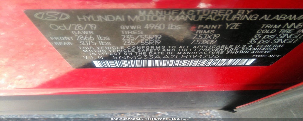 5NMS33AA2LH194706 2020 HYUNDAI SANTA FE photo no. 9