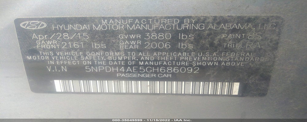 5NPDH4AE5GH686092 2016 HYUNDAI ELANTRA photo no. 9