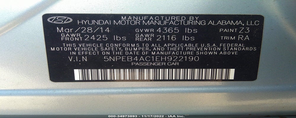 5NPEB4AC1EH922190 2014 HYUNDAI SONATA photo no. 9