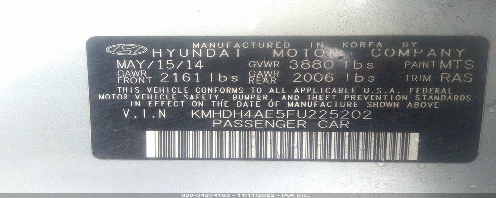 KMHDH4AE5FU225202 2015 HYUNDAI ELANTRA photo no. 9