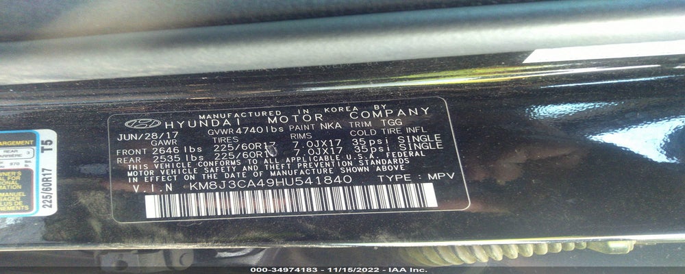 KM8J3CA49HU541840 2017 HYUNDAI TUCSON photo no. 9