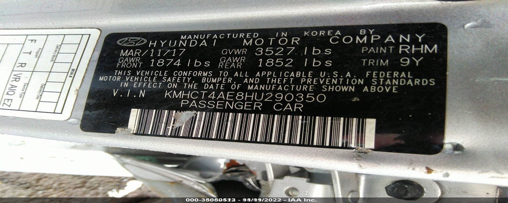 KMHCT4AE8HU290350 2017 HYUNDAI ACCENT photo no. 9