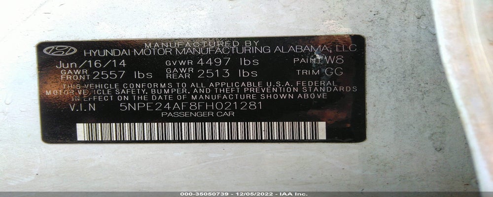 5NPE24AF8FH021281 2015 HYUNDAI SONATA photo no. 9