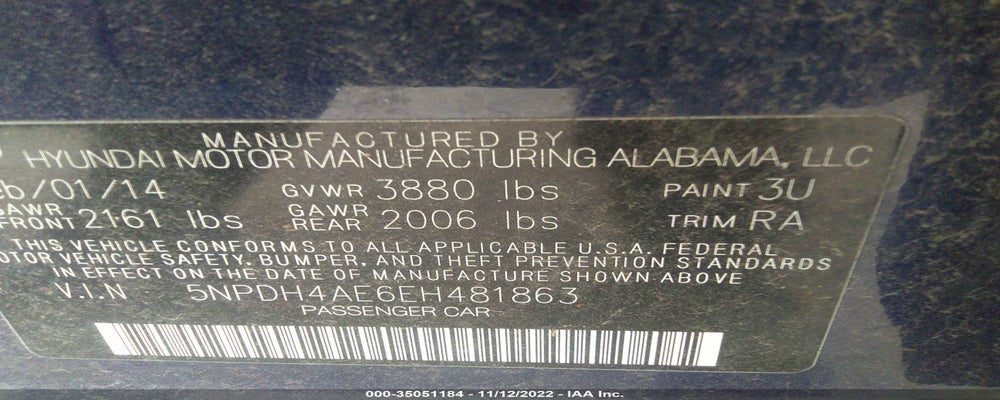 5NPDH4AE6EH481863 2014 HYUNDAI ELANTRA photo no. 9