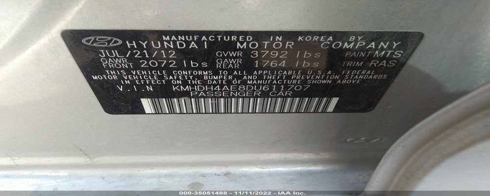 KMHDH4AE8DU611707 2013 HYUNDAI ELANTRA photo no. 9