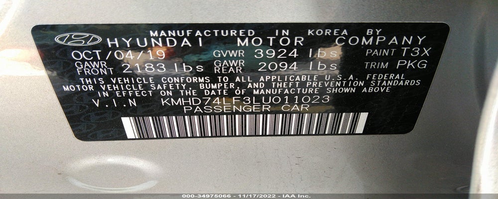 KMHD74LF3LU011023 2020 HYUNDAI ELANTRA photo no. 9