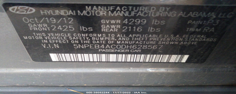 5NPEB4AC0DH628567 2013 HYUNDAI SONATA photo no. 9
