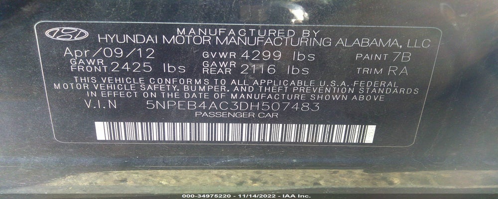 5NPEB4AC3DH507483 2013 HYUNDAI SONATA photo no. 9