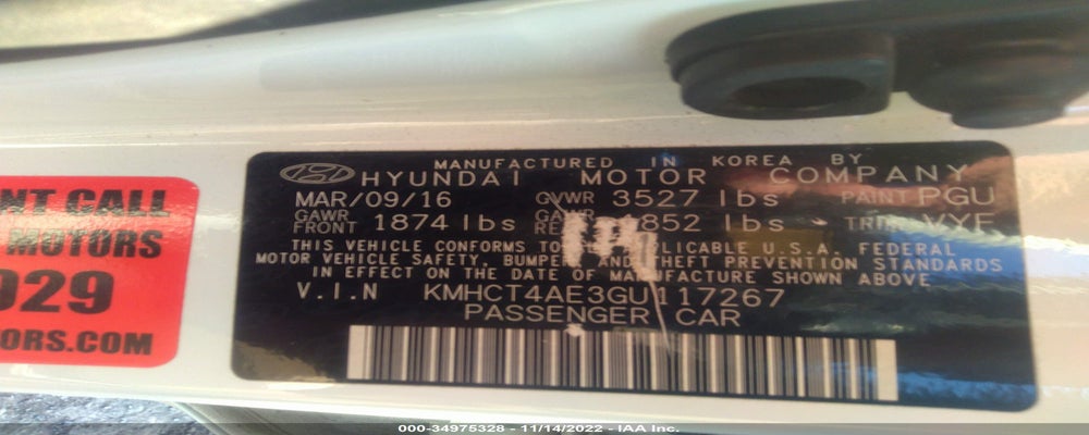 KMHCT4AE3GU117267 2016 HYUNDAI ACCENT photo no. 9