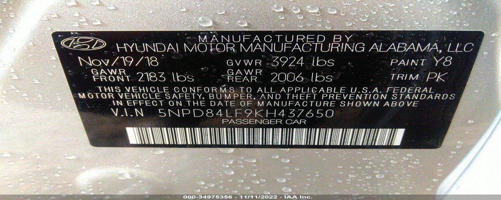 5NPD84LF9KH437650 2019 HYUNDAI ELANTRA photo no. 9