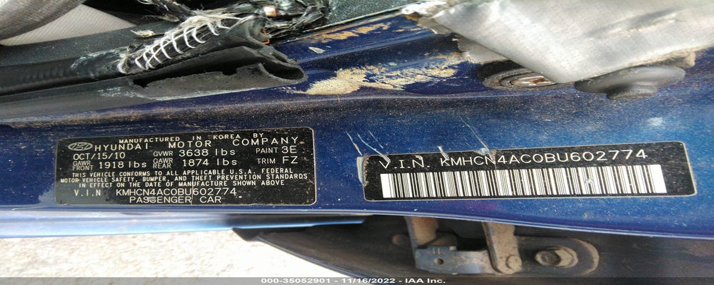 KMHCN4AC0BU602774 2011 HYUNDAI ACCENT photo no. 9