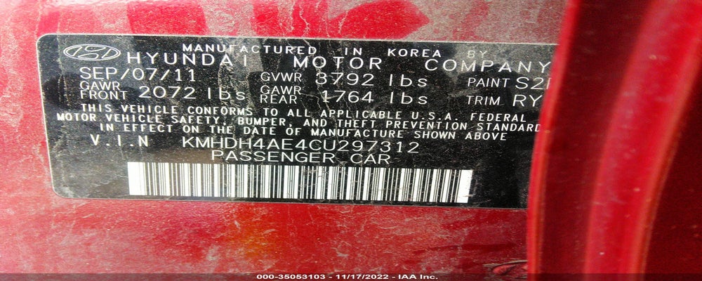 KMHDH4AE4CU297312 2012 HYUNDAI ELANTRA photo no. 9
