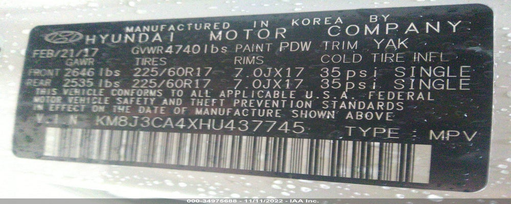 KM8J3CA4XHU437745 2017 HYUNDAI TUCSON photo no. 9