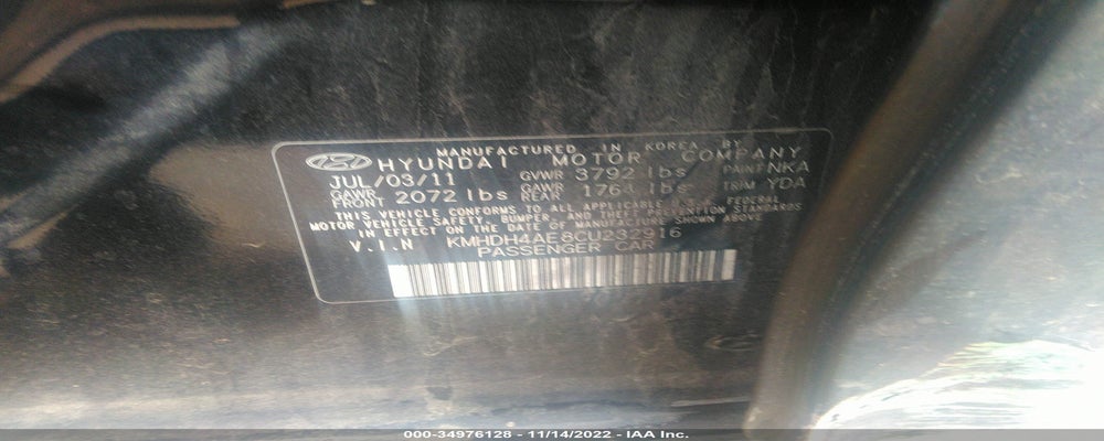 KMHDH4AE8CU232916 2012 HYUNDAI ELANTRA photo no. 9