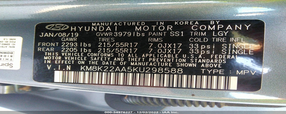 KM8K22AA5KU298588 2019 HYUNDAI KONA photo no. 9