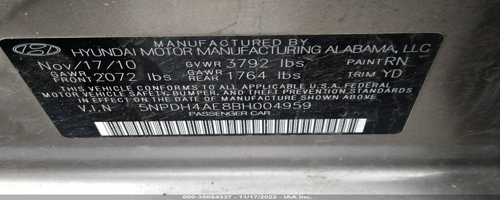 5NPDH4AE8BH004959 2011 HYUNDAI ELANTRA photo no. 9