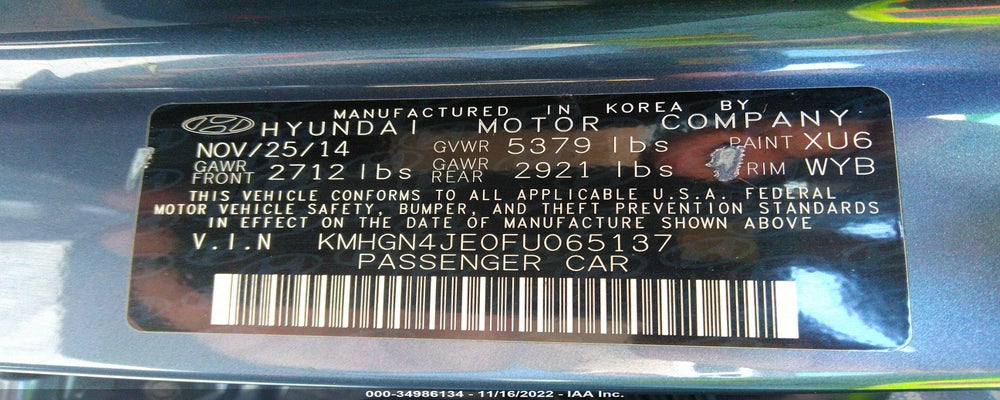KMHGN4JE0FU065137 2015 HYUNDAI GENESIS photo no. 9