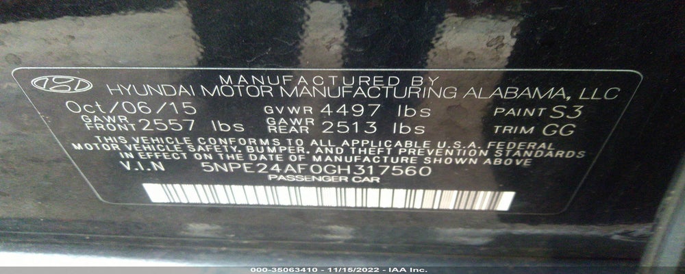 5NPE24AF0GH317560 2016 HYUNDAI SONATA photo no. 9