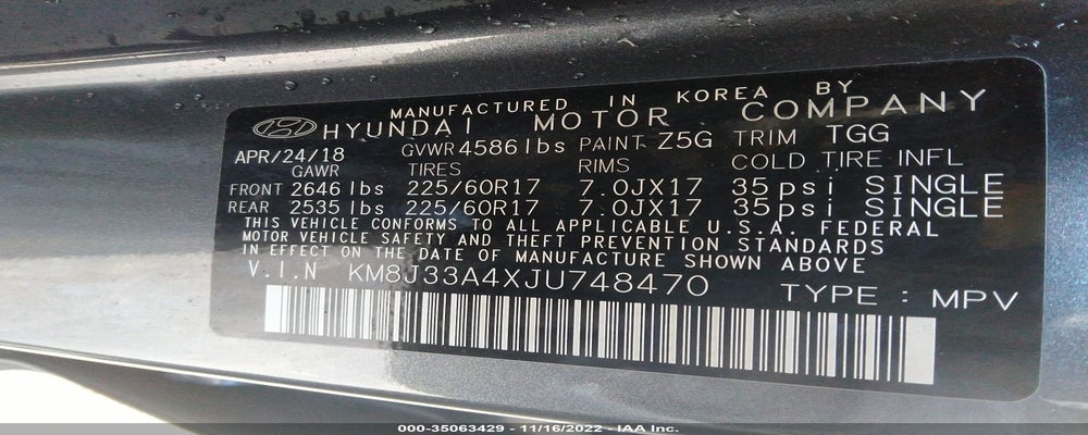 KM8J33A4XJU748470 2018 HYUNDAI TUCSON photo no. 9