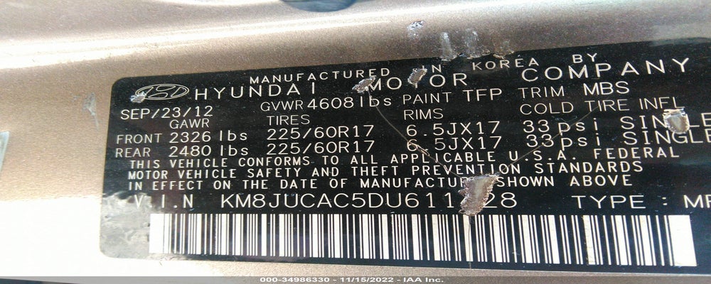 KM8JUCAC5DU611428 2013 HYUNDAI TUCSON photo no. 9
