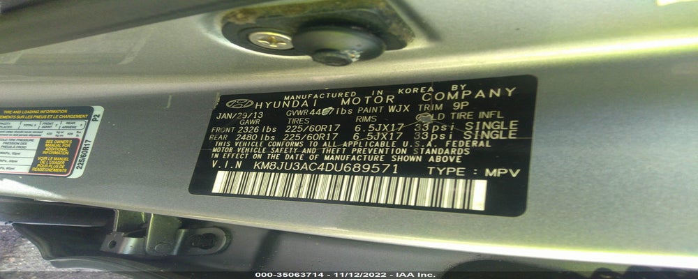 KM8JU3AC4DU689571 2013 HYUNDAI TUCSON photo no. 9