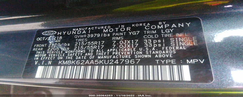 KM8K62AA5KU247967 2019 HYUNDAI KONA photo no. 9