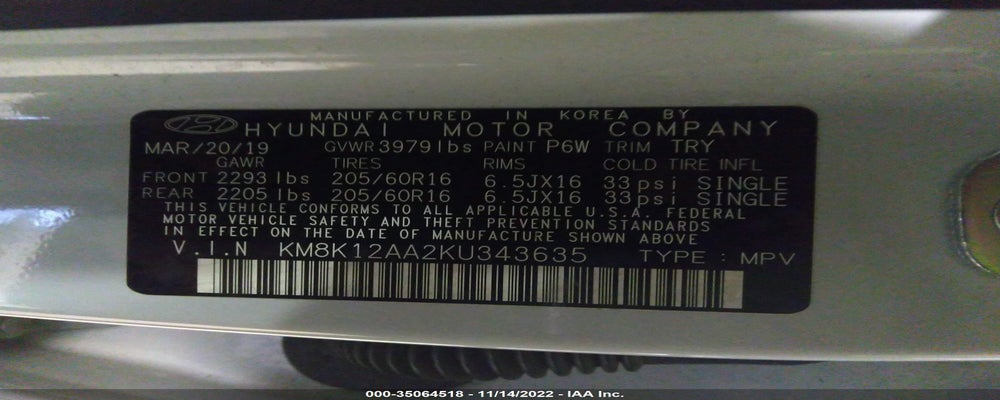 KM8K12AA2KU343635 2019 HYUNDAI KONA photo no. 9
