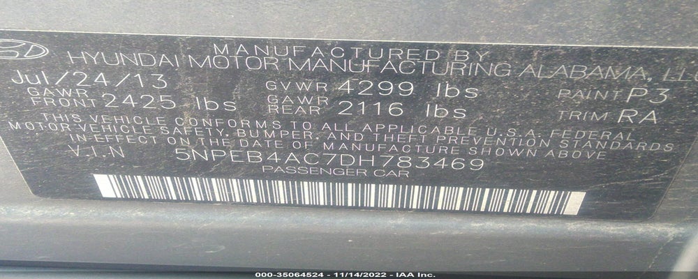 5NPEB4AC7DH783469 2013 HYUNDAI SONATA photo no. 9