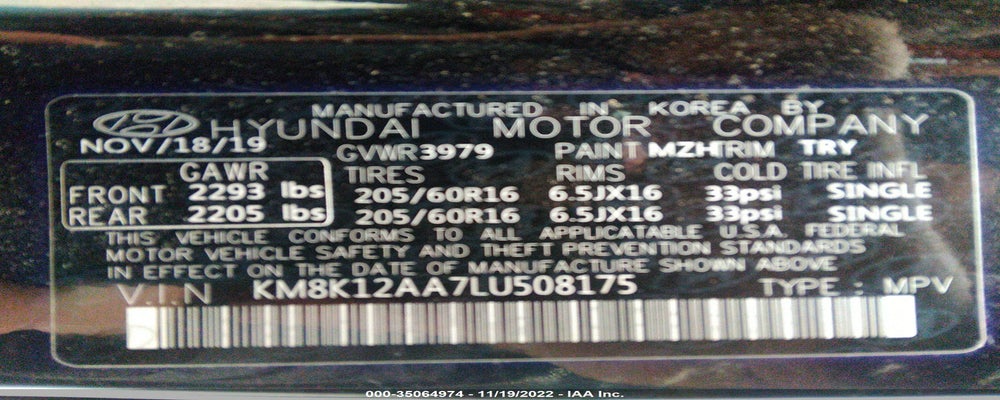 KM8K12AA7LU508175 2020 HYUNDAI KONA photo no. 9