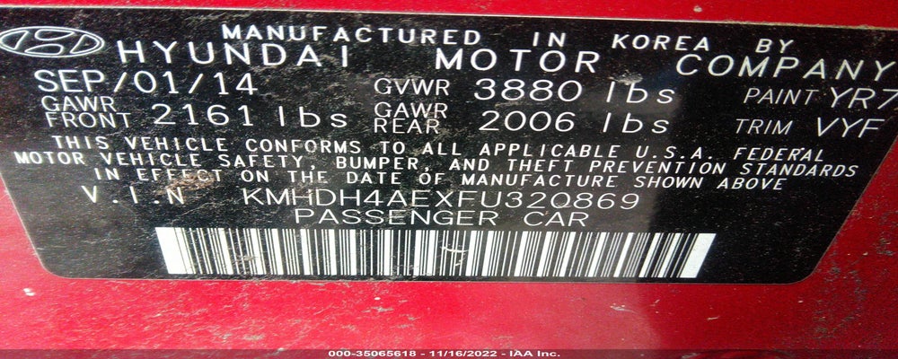 KMHDH4AEXFU320869 2015 HYUNDAI ELANTRA photo no. 9