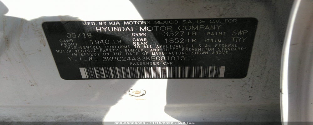 3KPC24A33KE081013 2019 HYUNDAI ACCENT photo no. 9