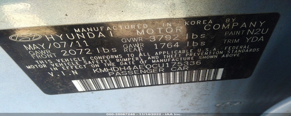 KMHDH4AE0CU175336 2012 HYUNDAI ELANTRA photo no. 9