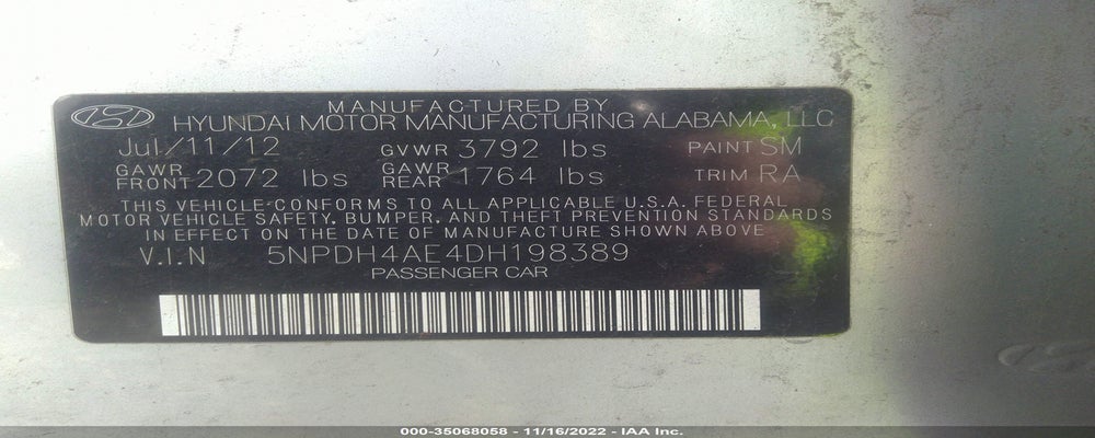 5NPDH4AE4DH198389 2013 HYUNDAI ELANTRA photo no. 9