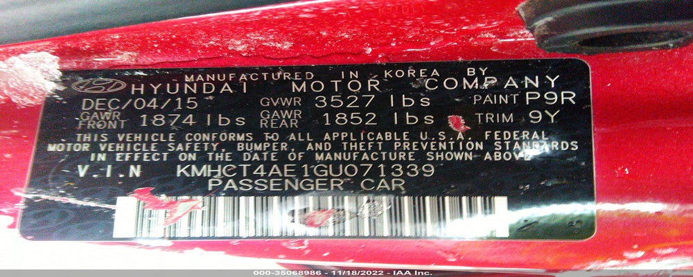 KMHCT4AE1GU071339 2016 HYUNDAI ACCENT photo no. 9