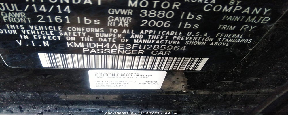 KMHDH4AE3FU285964 2015 HYUNDAI ELANTRA photo no. 9