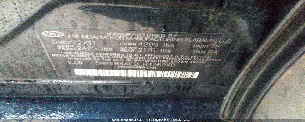 5NPEB4AC2CH436940 2012 HYUNDAI SONATA photo no. 9