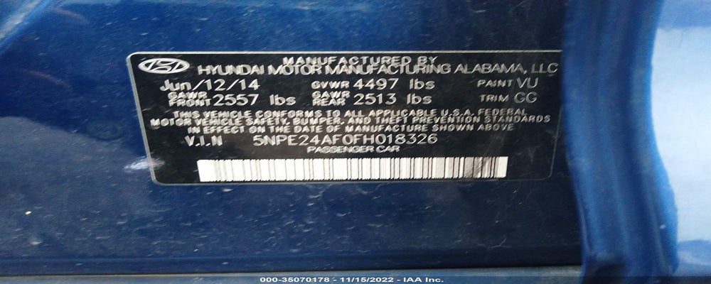 5NPE24AF0FH018326 2015 HYUNDAI SONATA photo no. 9