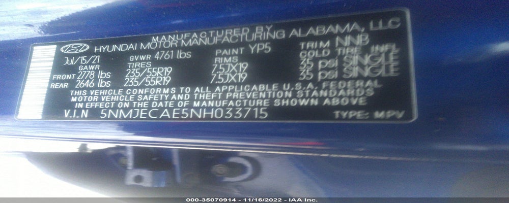 5NMJECAE5NH033715 2022 HYUNDAI TUCSON photo no. 9