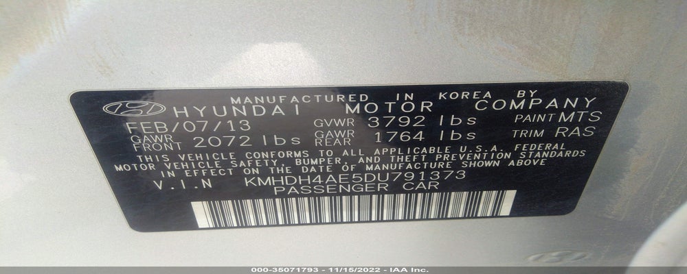 KMHDH4AE5DU791373 2013 HYUNDAI ELANTRA photo no. 9