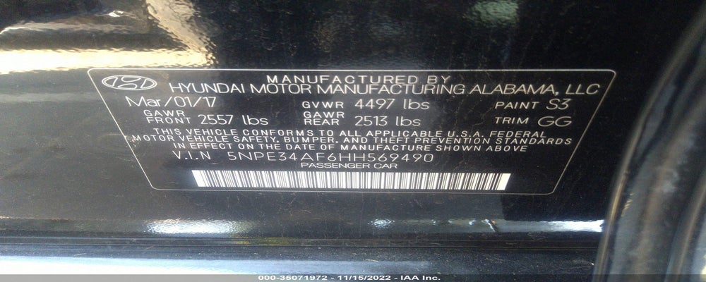 5NPE34AF6HH569490 2017 HYUNDAI SONATA photo no. 9