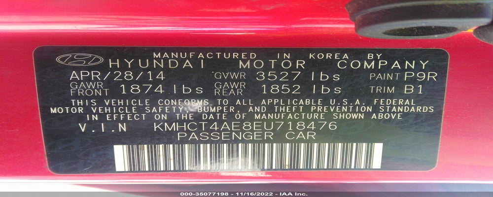 KMHCT4AE8EU718476 2014 HYUNDAI ACCENT photo no. 9